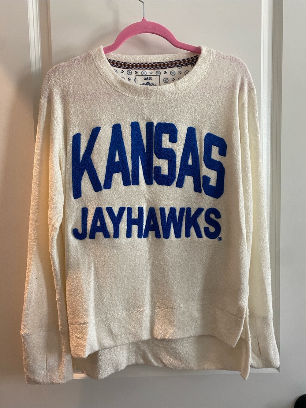 Kansas Jayhawks Cream Crewneck Sweater